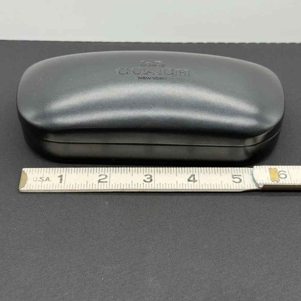 Coach New York Black Hard Clamshell Eyeglasses Case With Cleaning Cloth Small